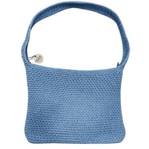 The Sak Blue Crochet Knit Shoulder Bag | Boho Casual Zip Pocket